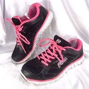 Fila Cool Max Sneaker Women Size 7.5 Black/Pink Running Shoes Lightweight #91175